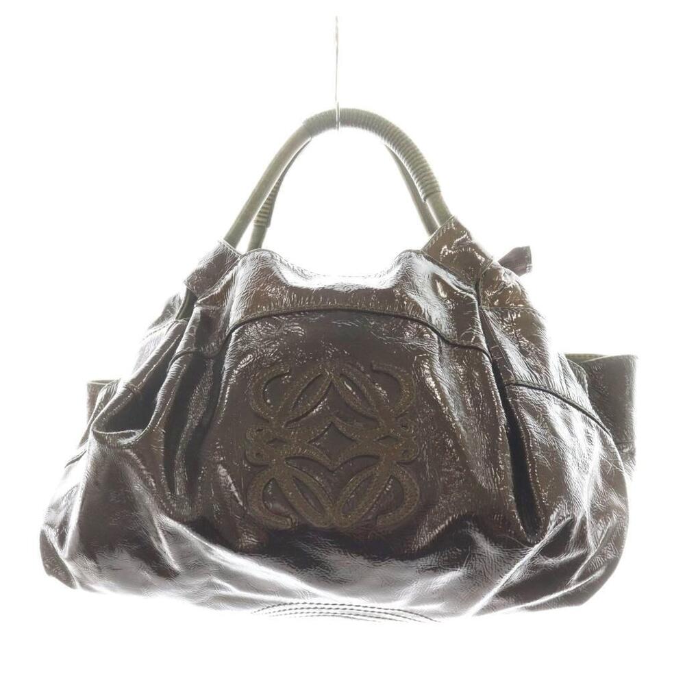 Loewe Anagram Nappa Aire Handbag Leather Enamel Khaki Green Brown - Picture 1 of 9